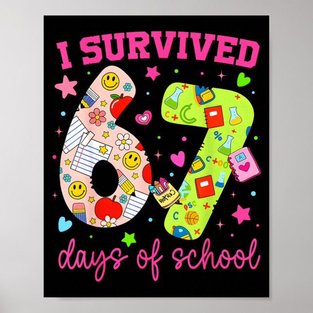 Poster I Survived 67 Days Of School Funny Camouflage Boy  (Frente)