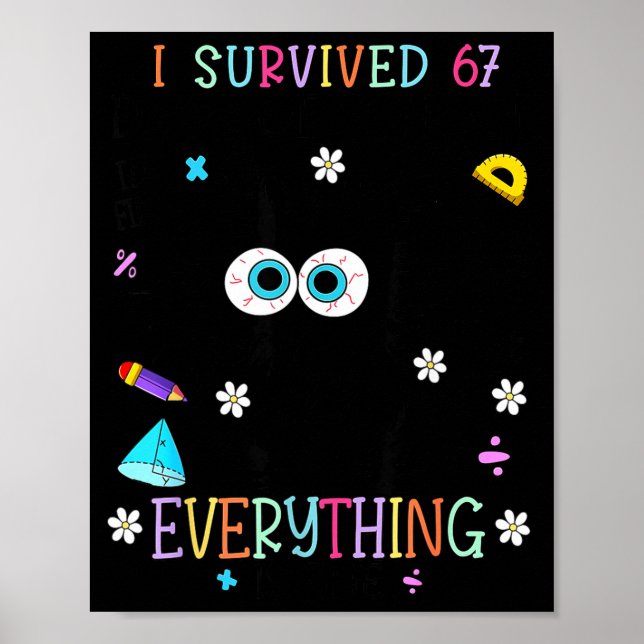 Poster I Survived 67 Days Of School Funny Cat Six Seven M (Frente)