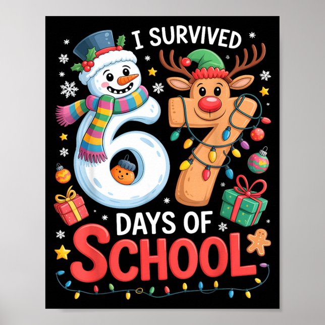 Poster I Survived 67 Days Of School Funny Meme Six Seven  (Frente)
