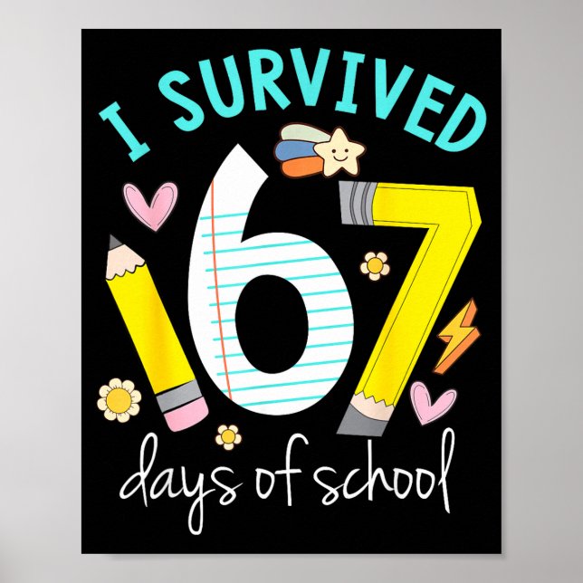 Poster I Survived 67 Days Of School Funny Six Seven 6 7 M (Frente)