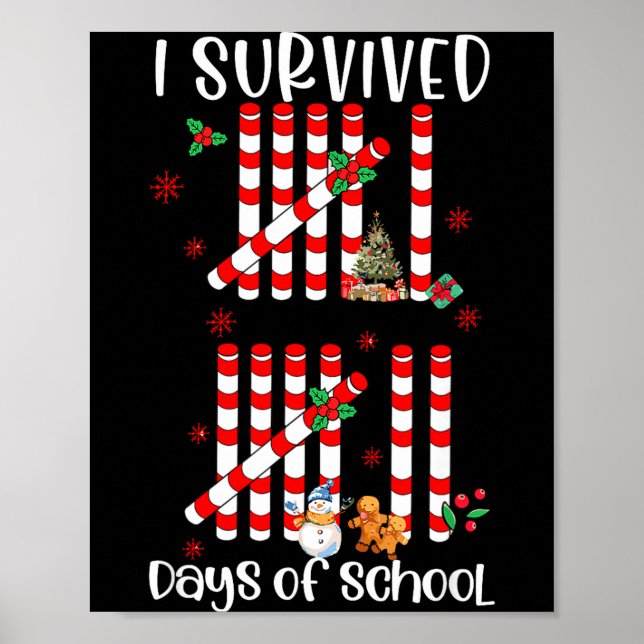 Poster I Survived 67 Days Of School Funny Six Seven Xmas  (Frente)