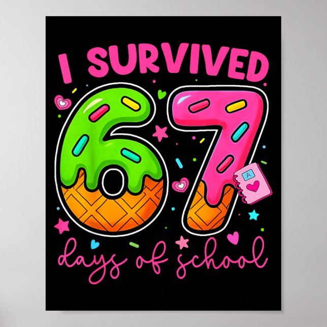 Poster I Survived 67 Days Of School Ice Cream Drip Boy Gi (Frente)