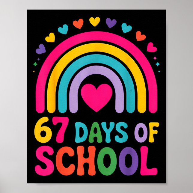 Poster I Survived 67 Days Of School Tie Die Rainbow Lover (Frente)