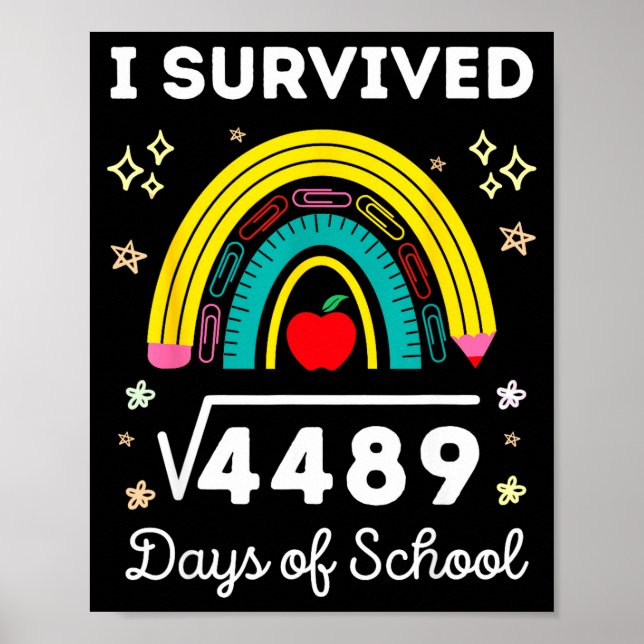 Poster I Survived 67 Square Root Days Of School Funny Mem (Frente)