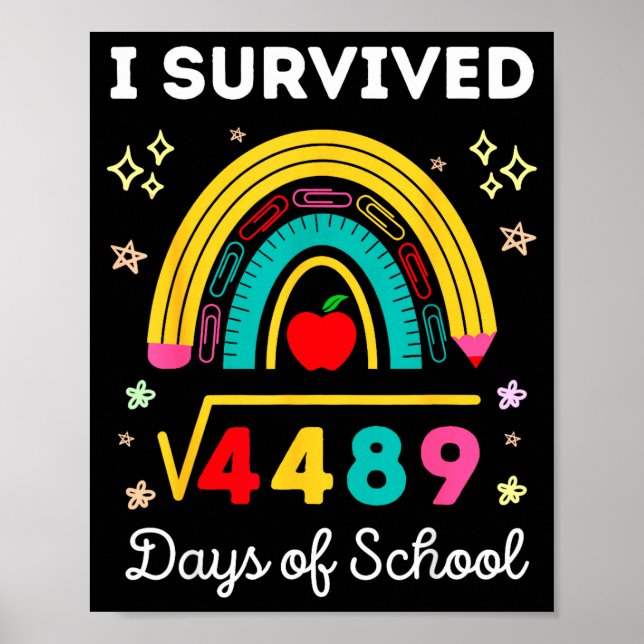 Poster I Survived Square Root 4489 67 Days Of School Math (Frente)