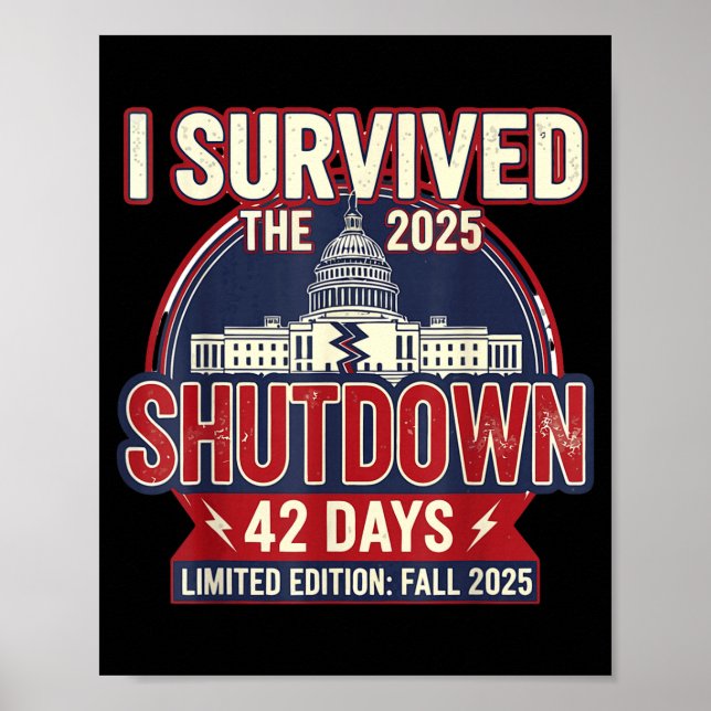 Poster I Survived The 2025 Shutdown Funny Litical Quote  (Frente)