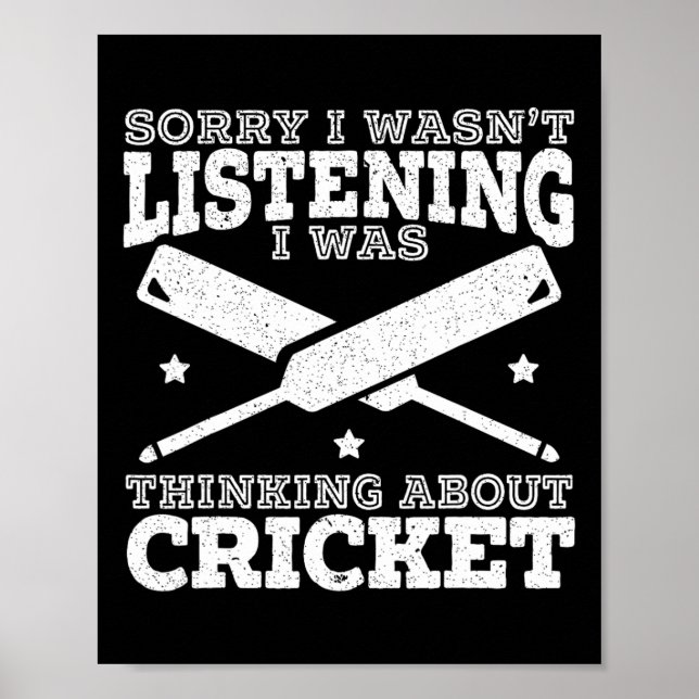 Poster I Was Thinking About Cricket Cricketer Sport Ll Ga (Frente)