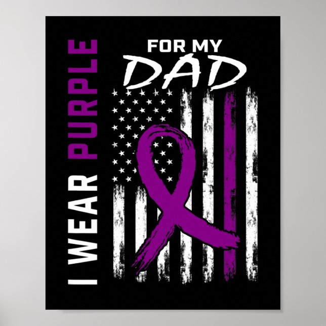 Poster I Wear Purple For My Dad Pancreatic Cancer Awarene (Frente)
