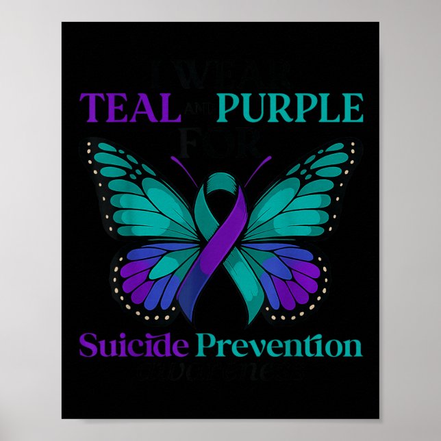 Poster I Wear Teal &amp; Purple Butterfly Suicide Prevent (Frente)