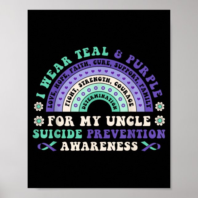 Poster I Wear Teal &amp; Purple For My Uncle Suicide Prev (Frente)