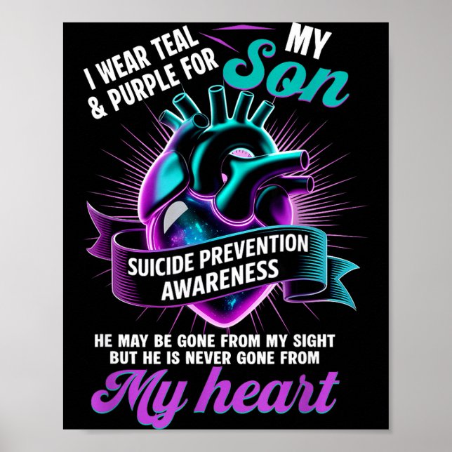 Poster I Wear Teal And Purple For My Son Suicide Preventi (Frente)