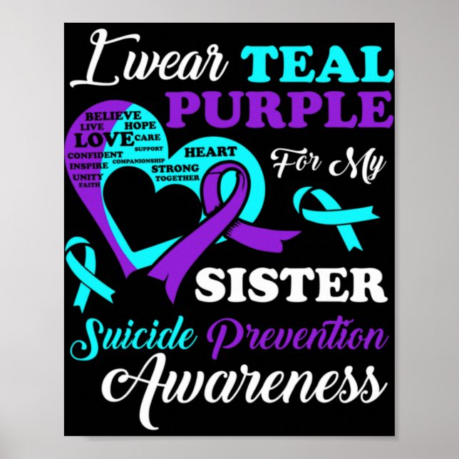 Poster I Wear Teal Purple For My Sister Suicide Preventio (Frente)