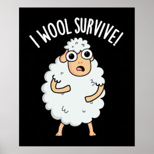 Poster I Wool Sobrevive a Ovelhas Engraçadas Escuras BG