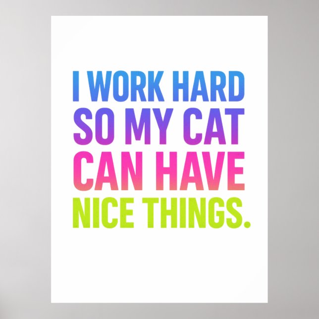 Poster I Work Hard For My Cat (Frente)
