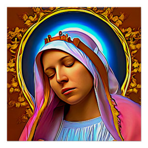 Pôster IA Art da Virgem Abençoada Maria
