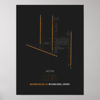 Poster IAD - Arte de Diagrama de Pista do Aeroporto de Wa