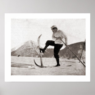 Poster Iamge do esqui do vintage, esquis de madeira,