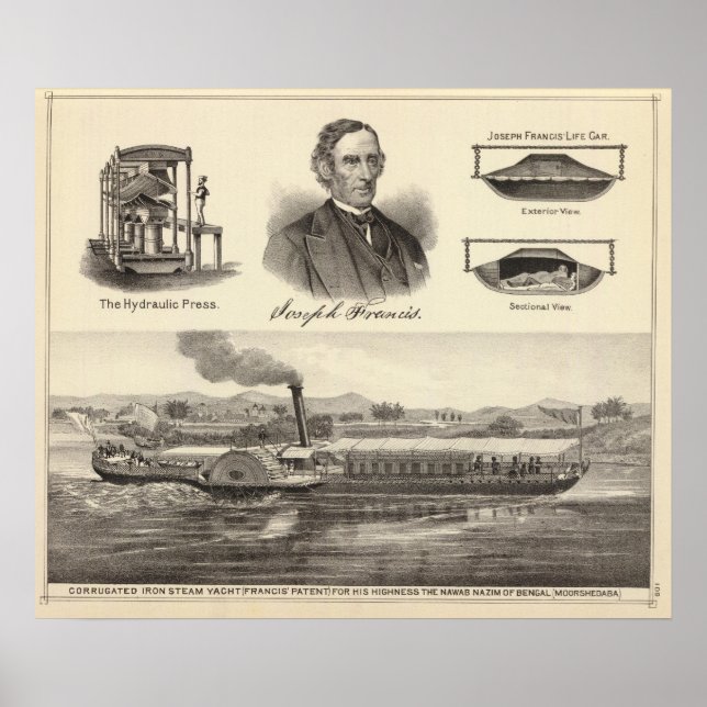 Pôster Iate a vapor de ferro ondulado (Frente)