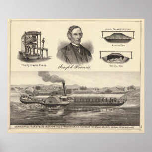 Pôster Iate do vapor do ferro ondulado
