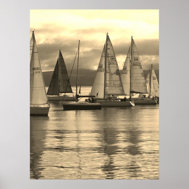 Poster Iates na Baía de Rothesay, Escócia. (Frente)