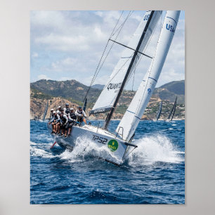 Poster Iatismo Competitivo Corrida Iate Oceano Ondas Ação