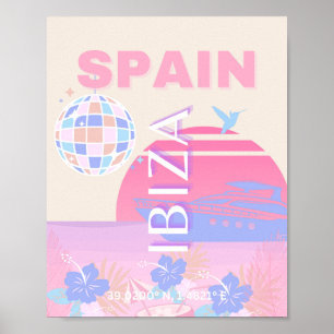 Poster Ibiza, Espanha, Arte de Viagem, Arte de Esquema, R