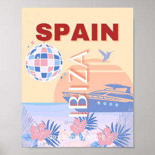 Poster Ibiza, Espanha, Arte Viagem, Arte Retroativa, Past