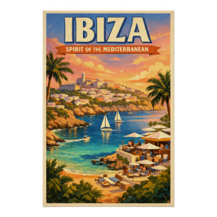 Pôster Ibiza, Espanha, num clássico retrô