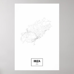 Pôster Ibiza, espanha (preto no branco)