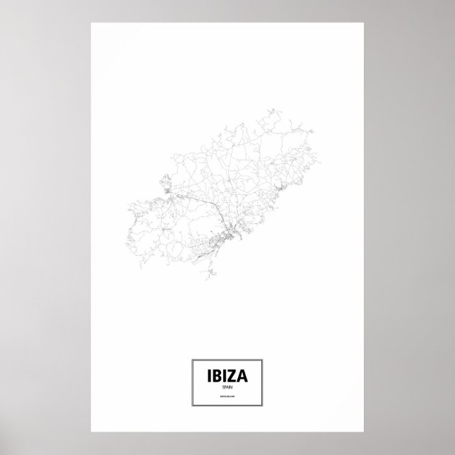 Pôster Ibiza, Espanha (preto no branco) (Frente)