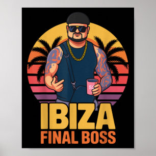 Poster Ibiza Final Boss Meme Club Partilhando Vintage