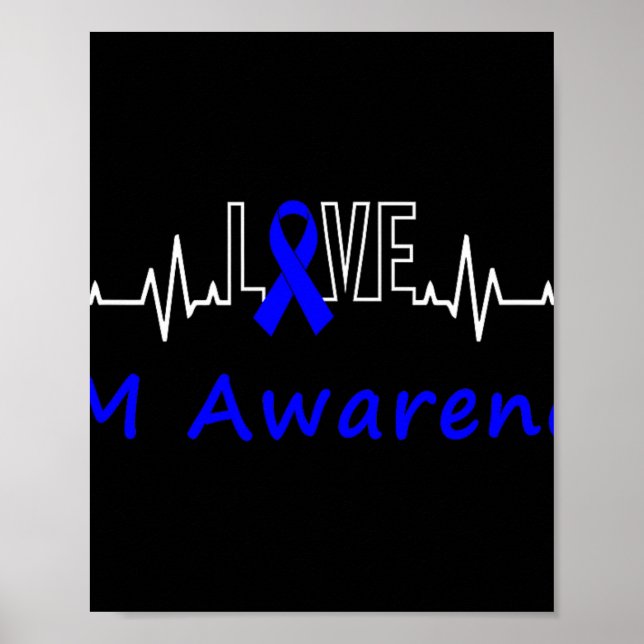 Poster Ibm Awarness Blue Ribbon Love Heartbeat Suporte Q (Frente)