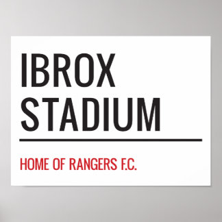 Poster Ibrox Sinal de Rua de Estádio