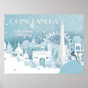 Poster Ice Blue Winter em Paris Quinceañera