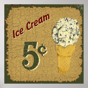 Poster Ice Cream 5 cents