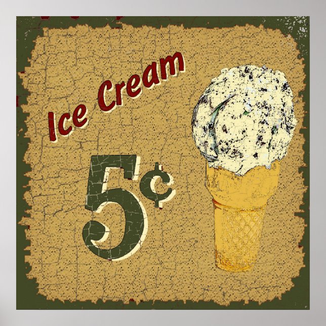 Poster Ice Cream 5 cents (Frente)