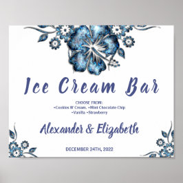 Poster Ice Cream Bar Bridal Shower Wedding Blue Sign