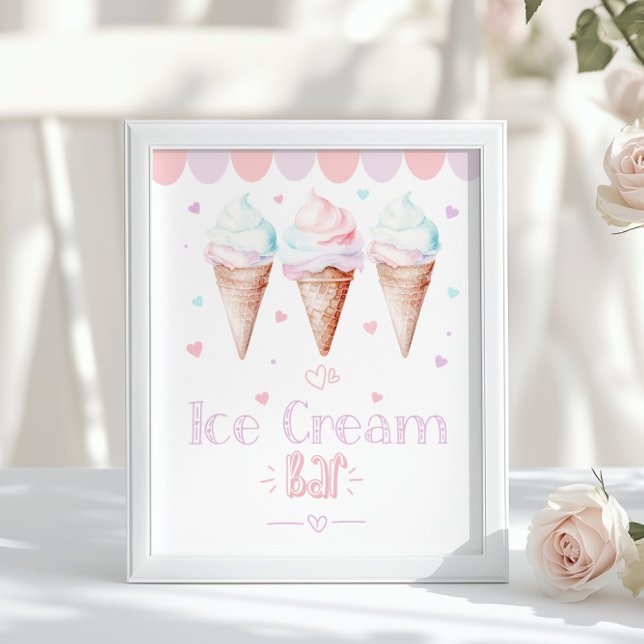 Poster Ice cream Bar Pastel birthday party (Criador carregado)