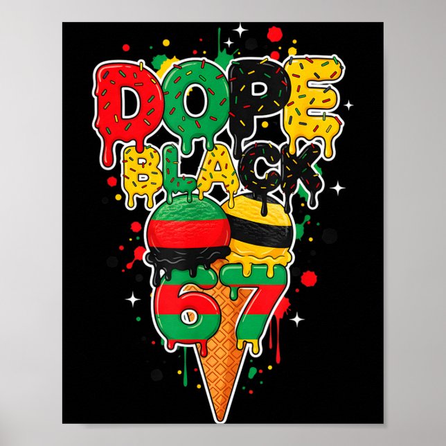 Poster Ice Cream Drip Six Seven Meme 6 7 Black History Mo (Frente)