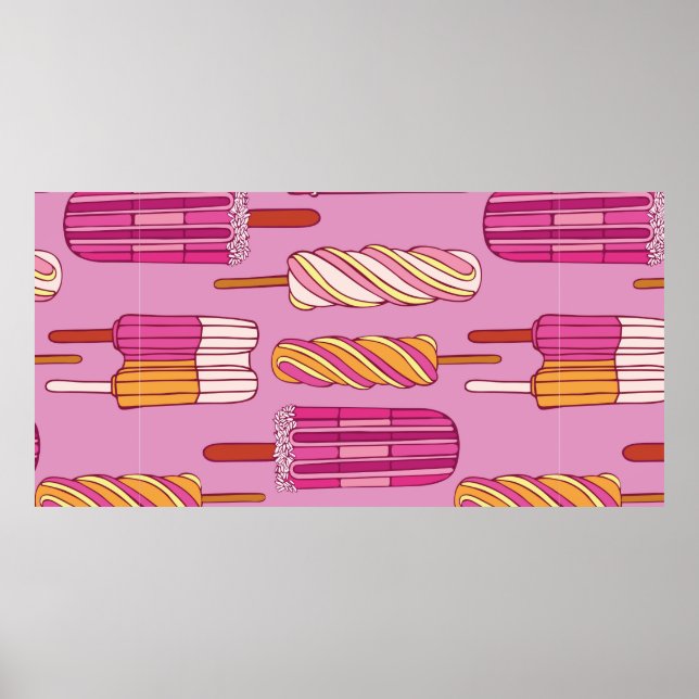 Poster Ice cream pattern,illustration.  (Frente)