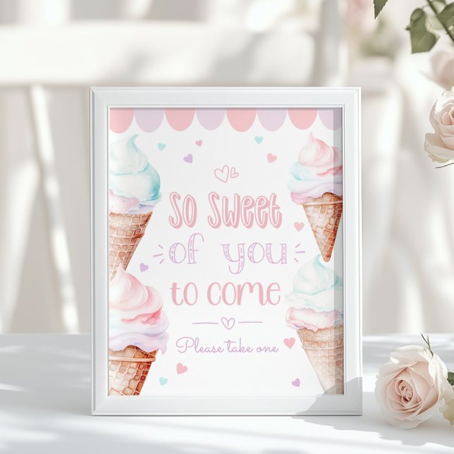 Poster Ice cream Sweet of you to come birthday pastel (Criador carregado)