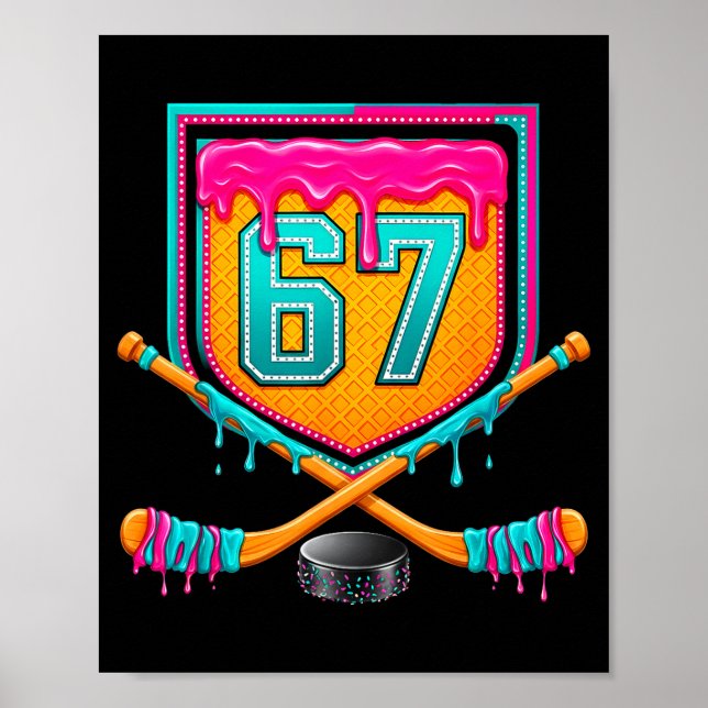 Poster Ice Hockey Drip Number 67 Ice Hockey Player  (Frente)