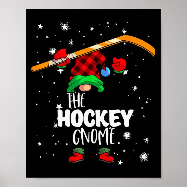 Poster Ice Hockey Gnome Red Buffalo Plaid Matching Family (Frente)