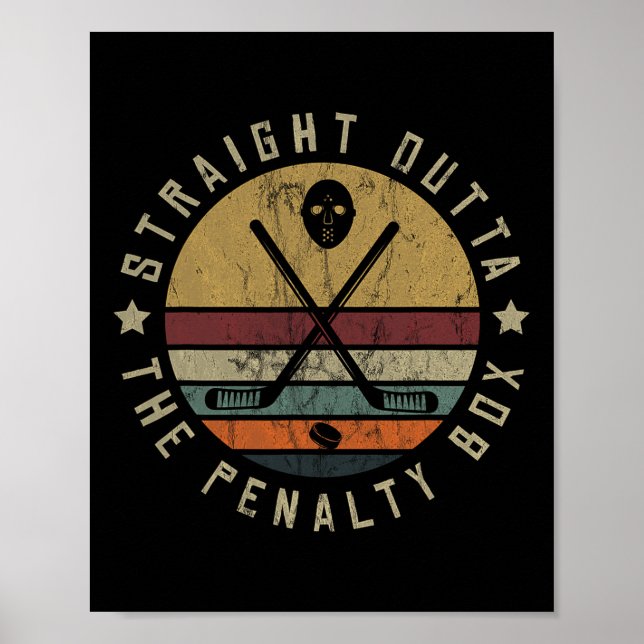 Poster Ice Hockey Player Goalie Puck Face Mask Team Outfi (Frente)