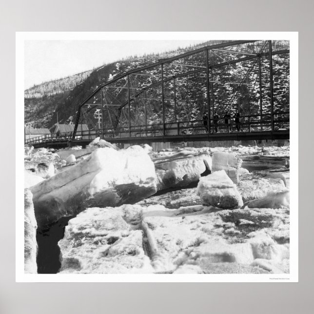 Pôster Ice Jam Dawson Bridge Alaska 1910 (Frente)