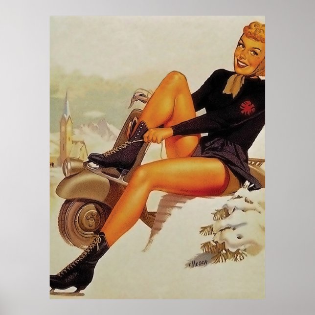 Poster Ice Skating Pinup Girl (Frente)