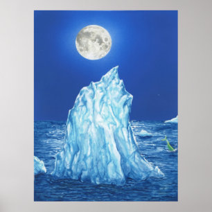 Pôster Iceberg de Snowland sob a Lua cheia