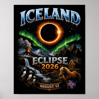 Poster Iceland Total Solar Eclipse 2026 Design