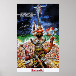 Poster ICELANDIC AIRLINES Vikings Low Fare Europe Retro