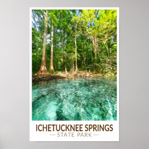 Poster Ichetucknee Primavera State Park Florida Watercolo